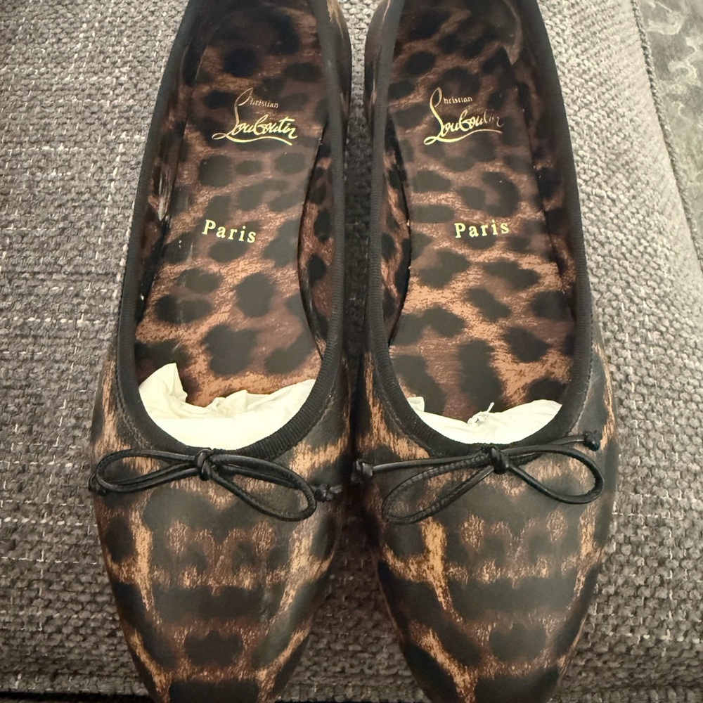 Christian Louboutin Animal Print Flats with Black Accents